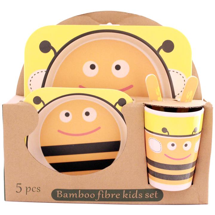 ظرف غذای 5 تکه کودک بامبو فایبر مدل زنبور 1